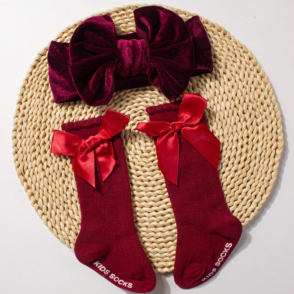 Velvet Headband And Sock Set