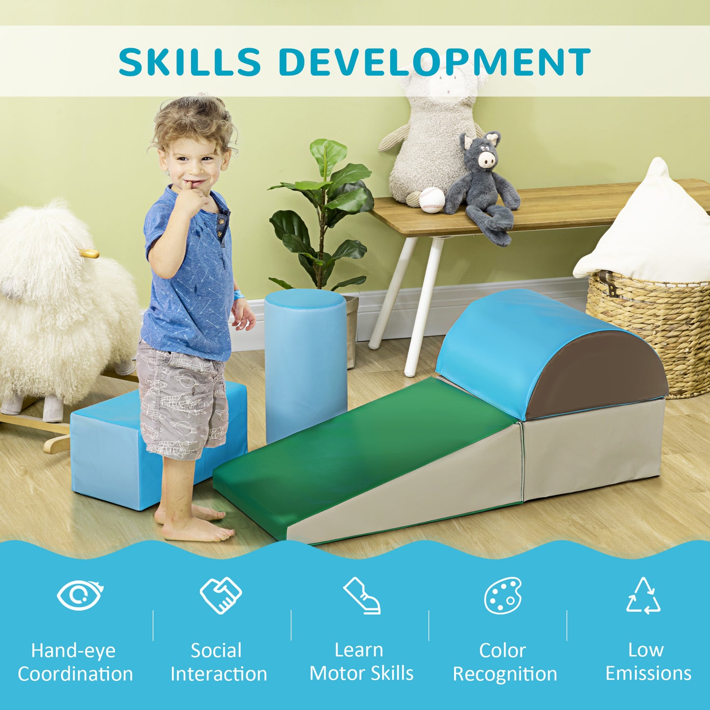 5 Piece Climb and Crawl Activity Play Set, Contemporary