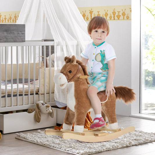 Chestnut Rocking horse with Sounds, Moving Mouth, Wagging Tail