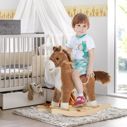 Chestnut Rocking horse with Sounds, Moving Mouth, Wagging Tail