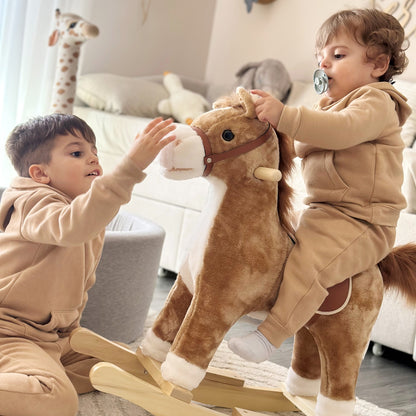 Chestnut Rocking horse with Sounds, Moving Mouth, Wagging Tail