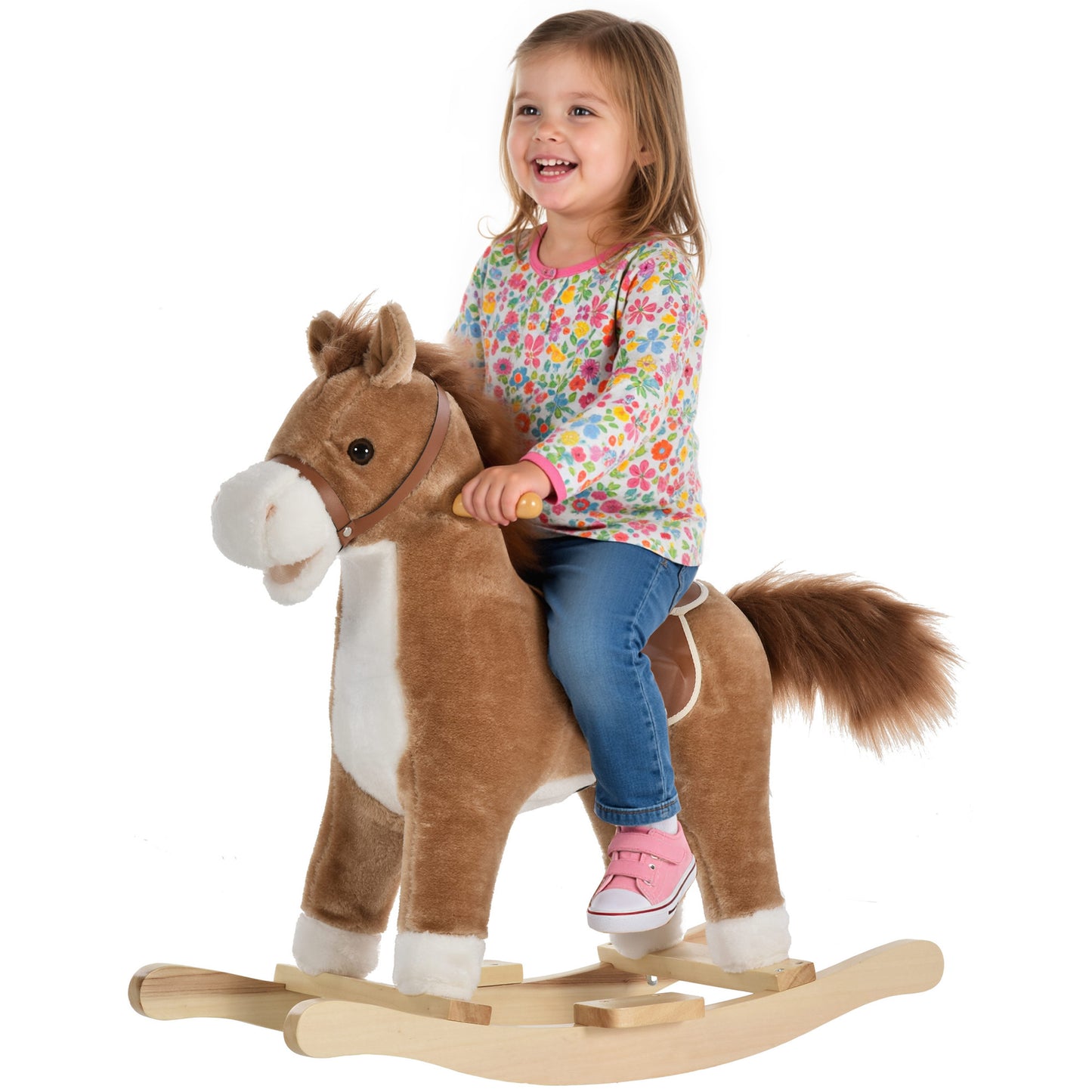 Chestnut Rocking horse with Sounds, Moving Mouth, Wagging Tail