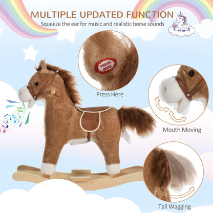 Chestnut Rocking horse with Sounds, Moving Mouth, Wagging Tail