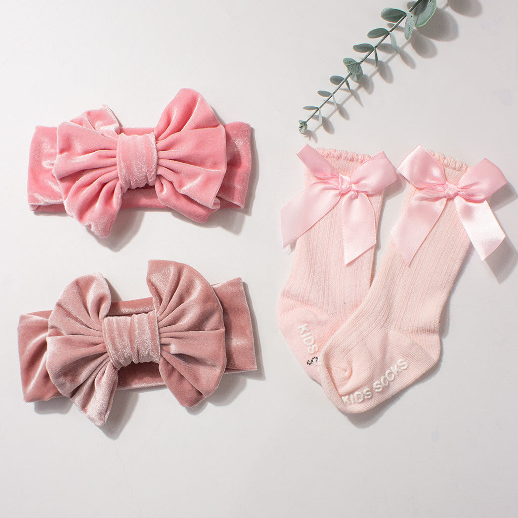 Velvet Headband And Sock Set