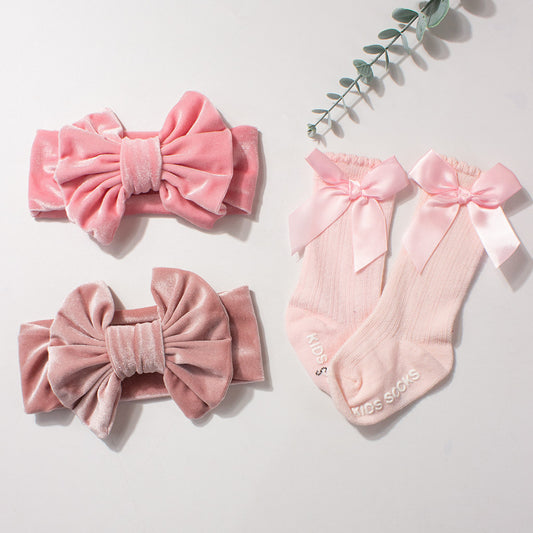 Velvet Headband And Sock Set