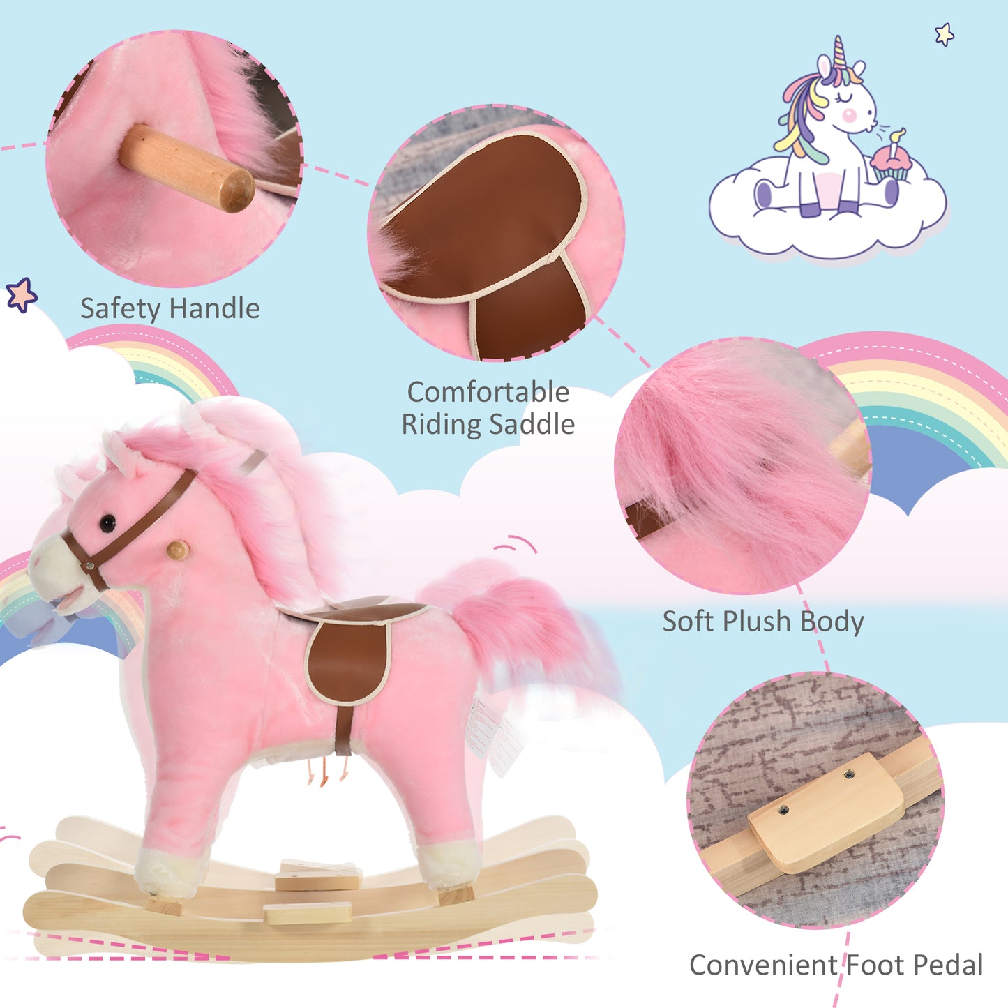 Pink Pony Rocker with Sounds, Moving Mouth, Wagging Tail