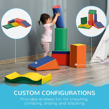 7 Piece PU Leather Soft Play Modular Crawling & Climbing Play Set