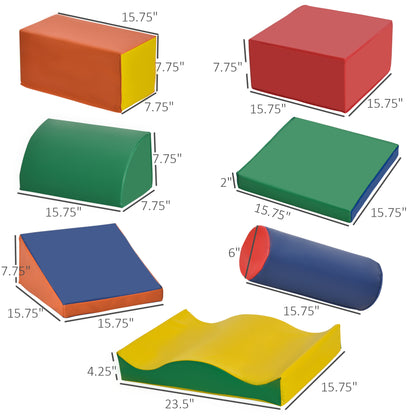 7 Piece PU Leather Soft Play Modular Crawling & Climbing Play Set