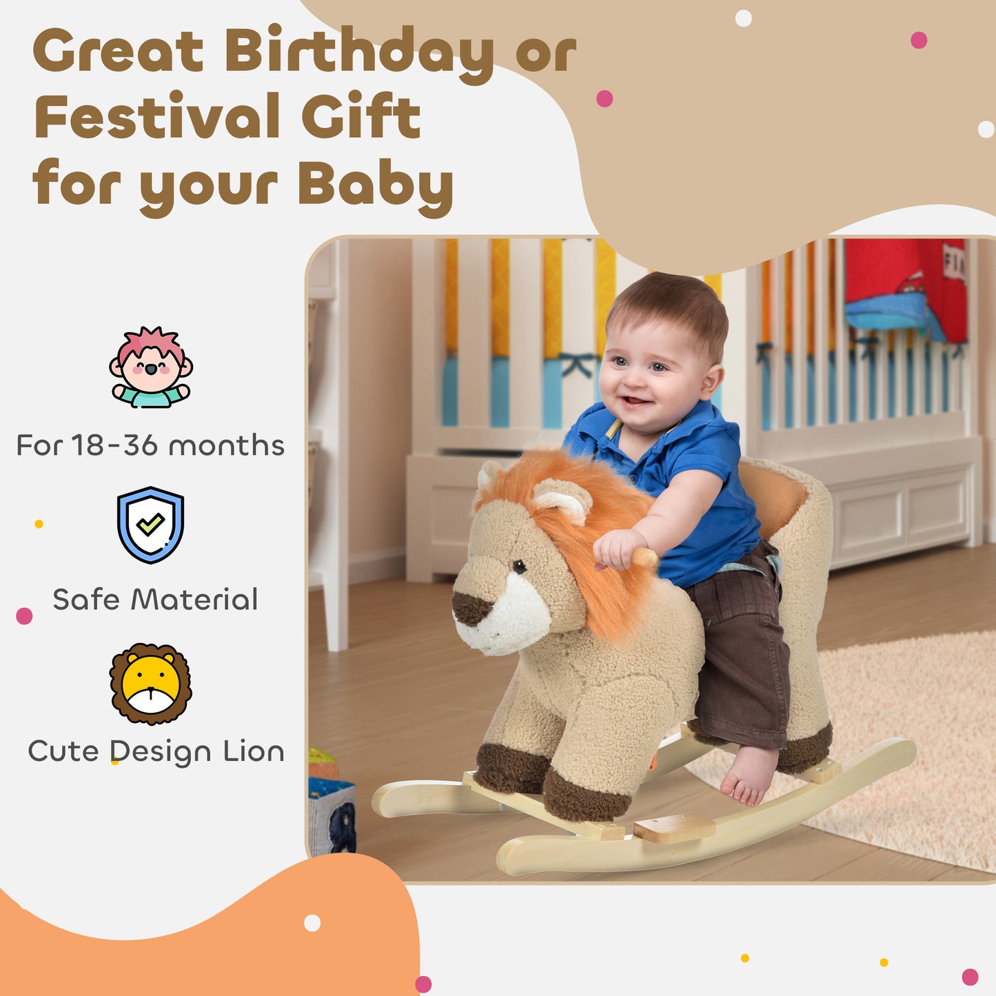 Rocking Lion with Sounds and Seat Belt
