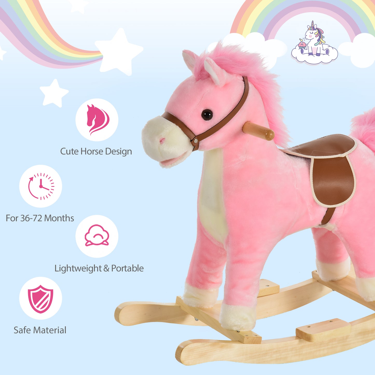 Pink Pony Rocker with Sounds, Moving Mouth, Wagging Tail